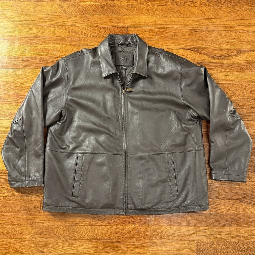 vintage Men's Knightsbridge genuine leather jacket quilted satin lining Size XL